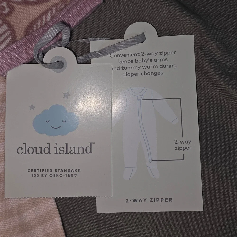Cloud Island Baby Girls 3-Pack Cotton Sleep and Play Floral Stripe Pink 6-9M